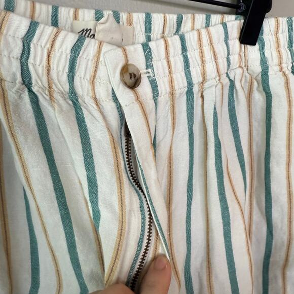 Madewell Linen Blend Track Shorts Striped W Med Casual Relaxed Pockets‎ Vacation - Picture 5 of 14